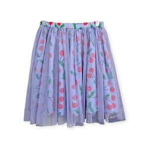 Hanna Andersson Girls Lavender Tulle Overlay Cherries Print Knee Length Skirt 12